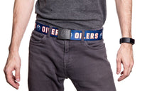 Load image into Gallery viewer, Edmonton Oilers Adjustable Woven Belt Modelled Front View
