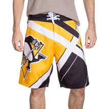 Load image into Gallery viewer, Pittsburgh Penguins Men&#39;s Officially Licensed NHL Diagonal Lines Boardshorts
