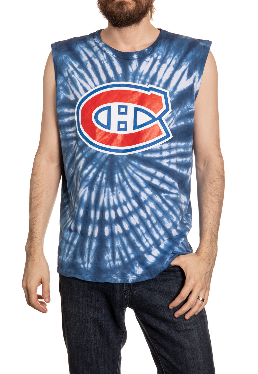 Montreal Canadiens Spiral Tie Dye Sleeveless Shirt Front View