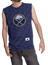 Load image into Gallery viewer, Buffalo Sabres Logo Sleeveless Shirt for Men – Crew Neck Space Dyed
