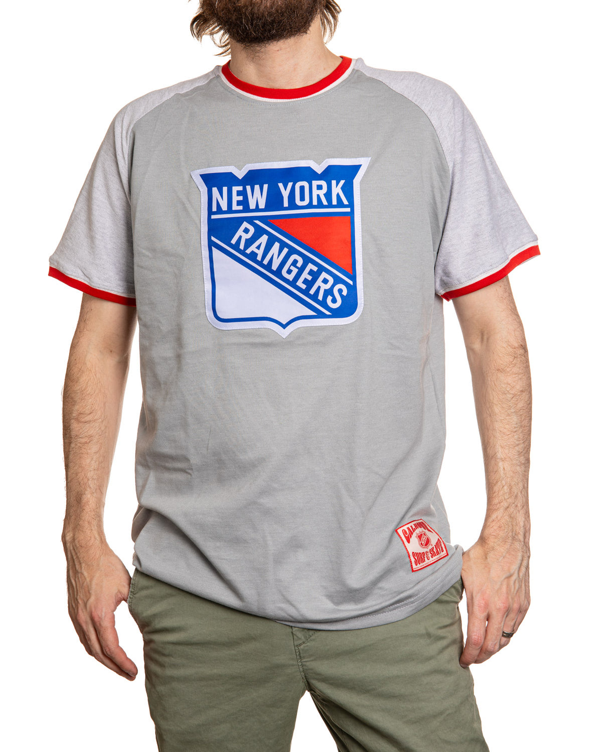 New York Rangers Reverse French Terry Striped Men's T-Shirt