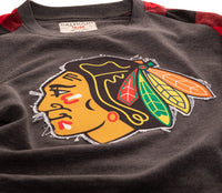 Load image into Gallery viewer, Chicago Blackhawks Buffalo Plaid Long Sleeve Shirt Close Up of Logo
