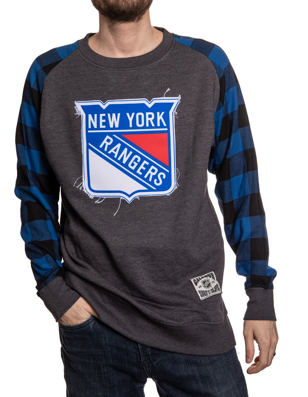 New York Rangers Buffalo Plaid Long Sleeve Shirt Front View