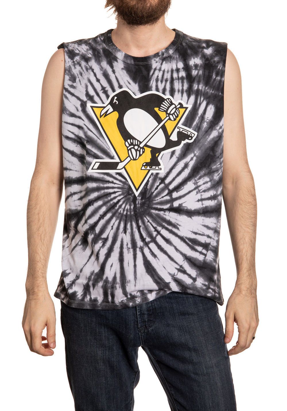 Pittsburgh Penguins Spiral Tie Dye Sleeveless Shirt Front View