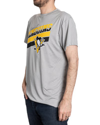 Load image into Gallery viewer, Pittsburgh Penguins Men&#39;s Short Sleeve &quot;Stripes&quot; Rash Guard Wicking T-Shirt
