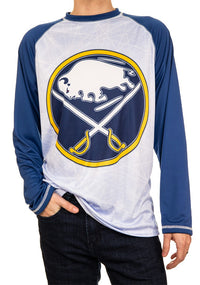 Load image into Gallery viewer, Buffalo Sabres Mens Long Sleeve Performance Active Wear Rash Guard Shirt
