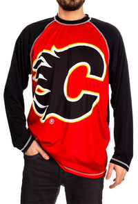 Load image into Gallery viewer, Calgary Flames Mens Long Sleeve Performance Active Wear Rash Guard Shirt
