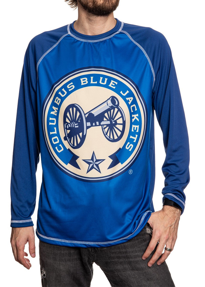 Columbus Blue Jackets Mens Long Sleeve Performance Active Wear Rash Guard Shirt