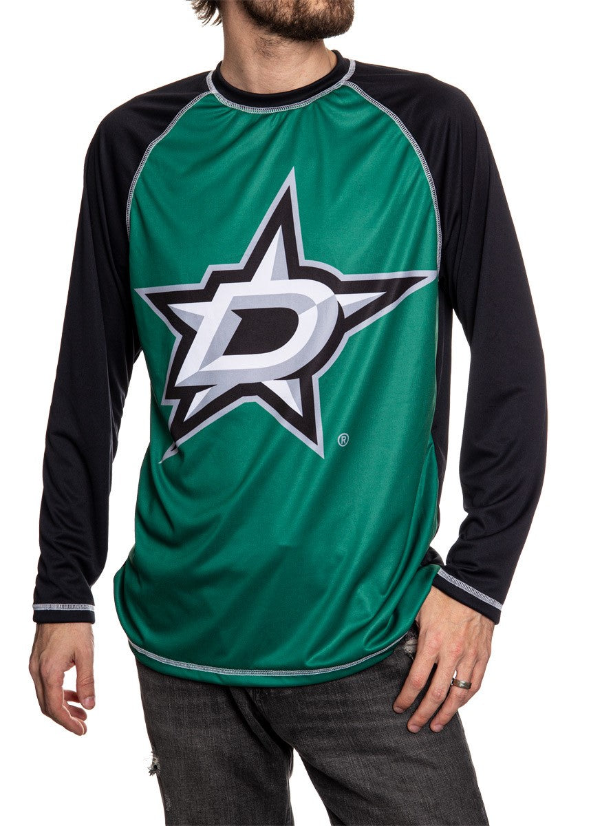 Dallas Stars Mens Long Sleeve Performance Active Wear Rash Guard Shirt