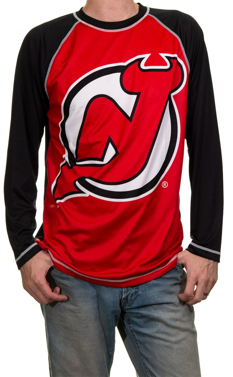 New Jersey Devils Long Sleeve Performance Active Wear Rash Guard Shirt