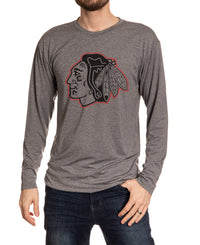 Load image into Gallery viewer, Chicago Blackhawks Long Sleeve Blackout Shirt Front View
