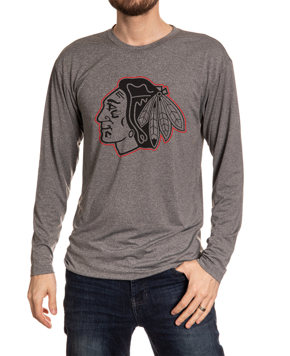 Chicago Blackhawks Long Sleeve Blackout Shirt Front View