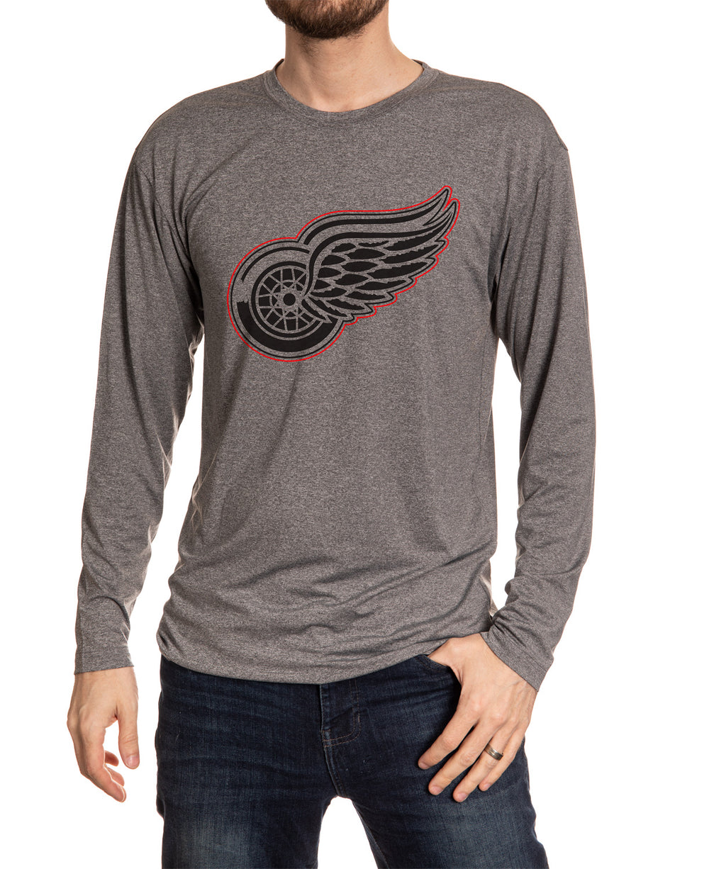 Detroit Red Wings Long Sleeve Blackout Shirt Front View