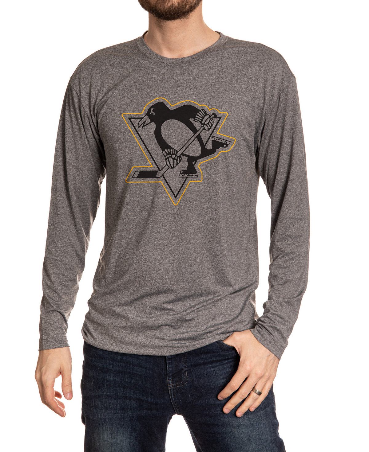 Pittsburgh Penguins Long Sleeve Blackout Shirt Front View