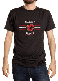 Load image into Gallery viewer, Calgary Flames Short Sleeve Performance Rashguard – Distressed Lines
