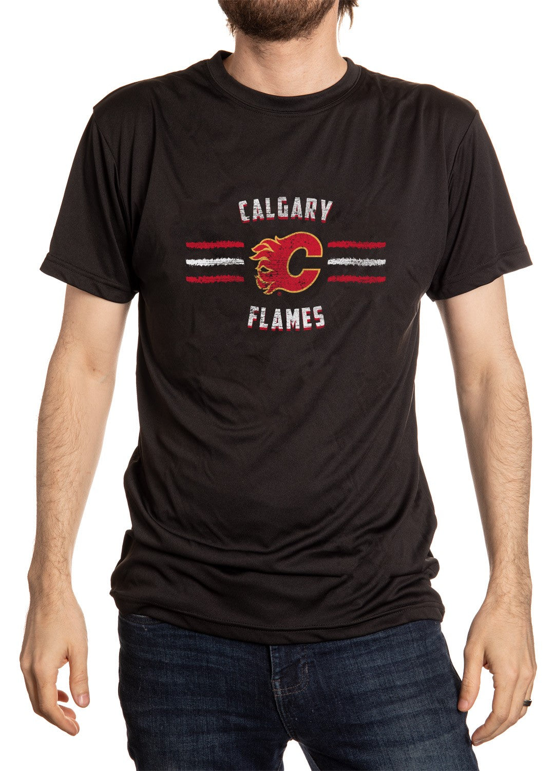 Calgary Flames Short Sleeve Performance Rashguard – Distressed Lines