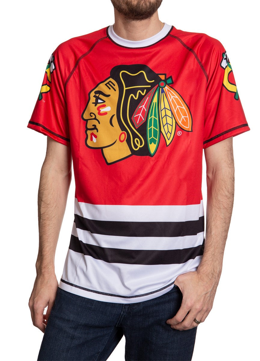 Calhoun NHL Surf & Skate Seattle Kraken Mens Shoulder Stripe Varsity Inset Sleeve Retro Style T-Shirt