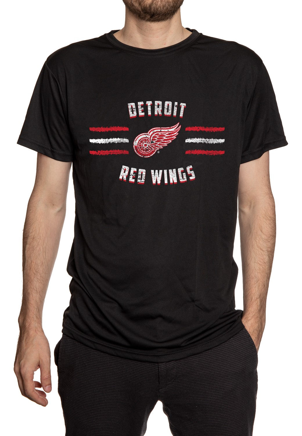 Detroit Red Wings Short Sleeve Performance Rashguard – Distressed Lines