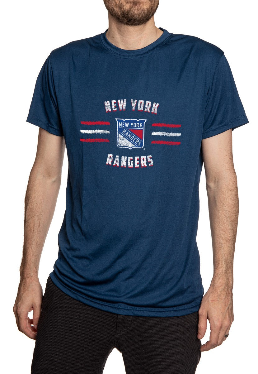 New York Rangers Short Sleeve Performance Rashguard – Distressed Lines
