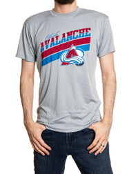 Load image into Gallery viewer, Colorado Avalanche &quot;Stripes&quot; Men&#39;s Short Sleeve Rash Guard Wicking T-Shirt
