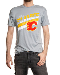Load image into Gallery viewer, Calgary Flames Men&#39;s Short Sleeve &quot;Stripes&quot; Rash Guard Wicking T-Shirt
