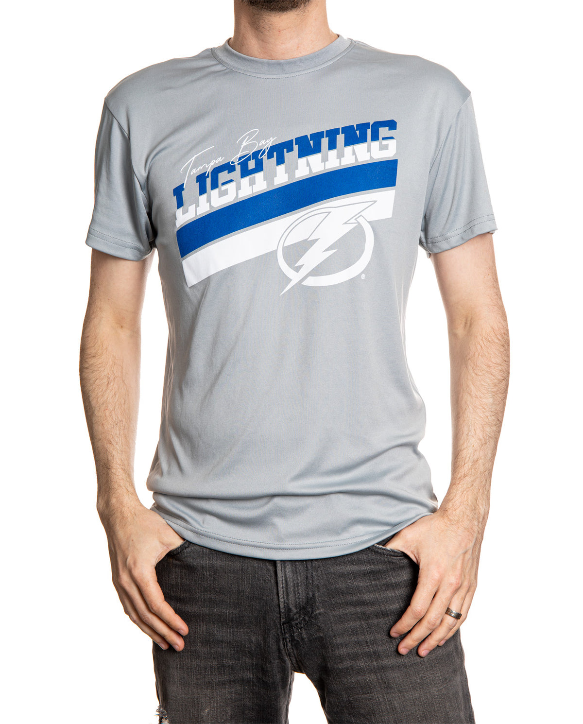Tampa Bay Lightning Men's Short Sleeve "Stripes" Rash Guard Wicking T-Shirt