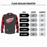 Load image into Gallery viewer, Chicago Blackhawks Buffalo Plaid Long Sleeve Shirt Size Guide
