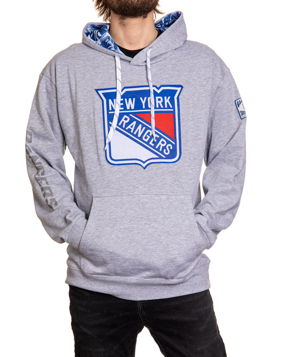 NHL New York Rangers Men's Long Sleeve Hooded Sweatshirt with Lace - S