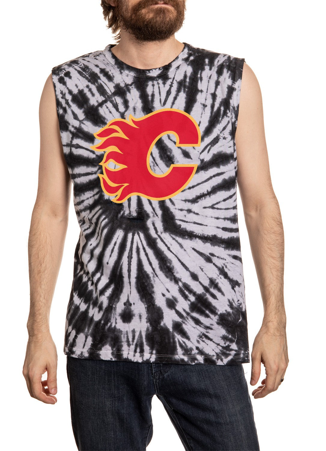 Calgary Flames Spiral Tie Dye Sleeveless Shirt