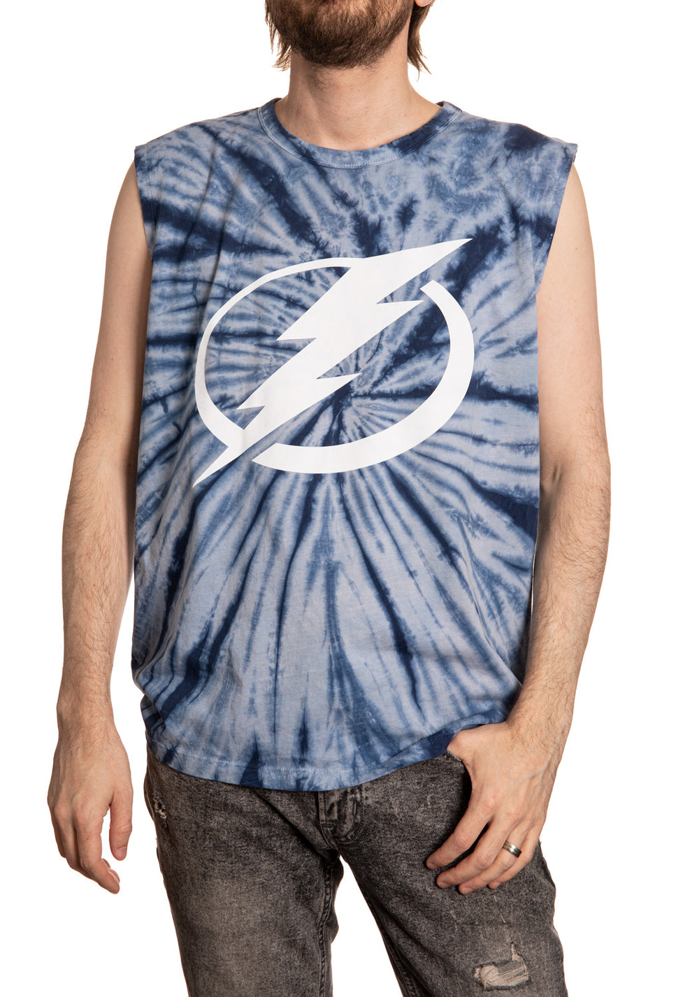 Tampa Bay Lightning Spiral Tie Dye Sleeveless Shirt Front View