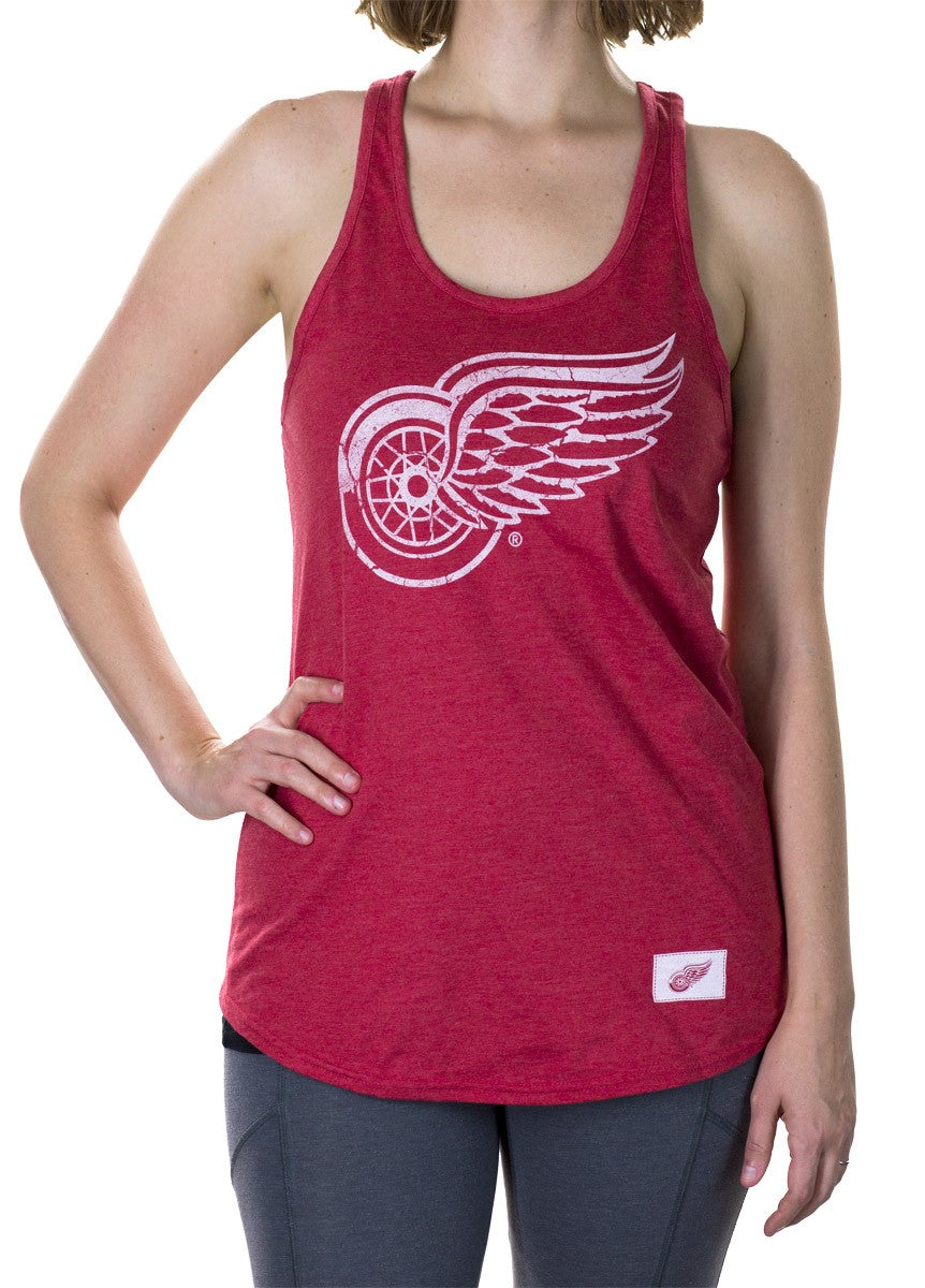 fitted lace wedding dress Detroit Red Wings Distressed Flowy Tank Top For Women Large