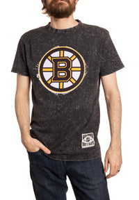 Load image into Gallery viewer, Boston Bruins Vintage Washed Frayed Logo T-Shirt Front View
