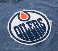 Load image into Gallery viewer, Edmonton Oilers Vintage Washed Frayed Logo T-Shirt
