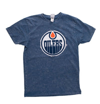 Load image into Gallery viewer, Edmonton Oilers Vintage Washed Frayed Logo T-Shirt
