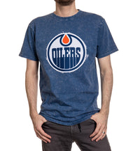 Load image into Gallery viewer, Edmonton Oilers Vintage Washed Frayed Logo T-Shirt
