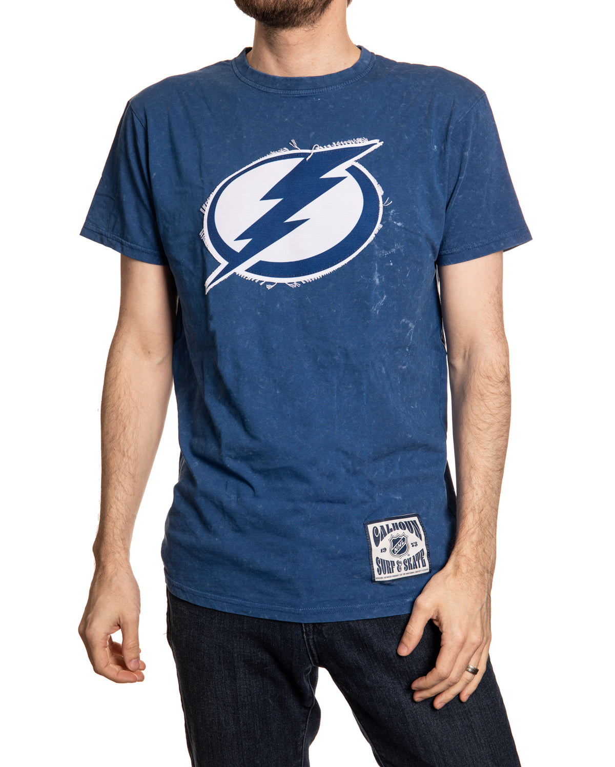 Tampa Bay Lightning Vintage Washed Frayed Logo T-Shirt