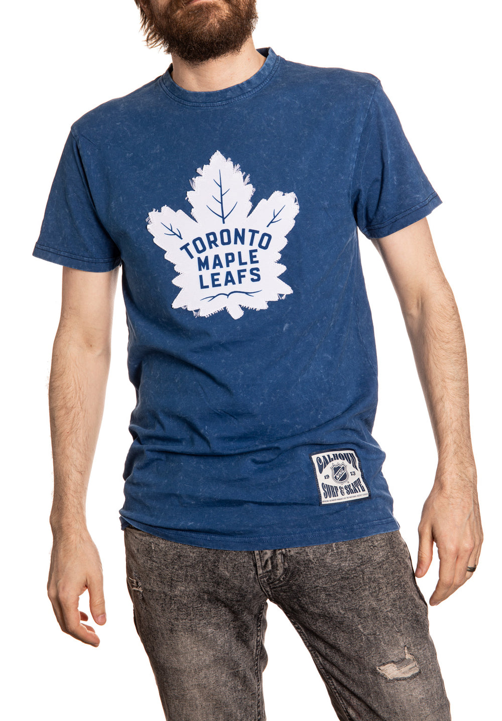Toronto Maple Leafs Vintage Washed Frayed Logo T-Shirt Front View