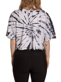 Load image into Gallery viewer, Vegas Golden Knights Spiral Tie Dye Crop Top Back View
