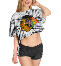 Load image into Gallery viewer, Chicago Blackhawks Spiral Tie Dye Crop Top
