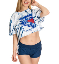 Load image into Gallery viewer, New York Rangers Spiral Tie Dye Crop Top
