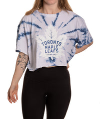 Load image into Gallery viewer, Toronto Maple Leafs Spiral Tie Dye Crop Top Front View
