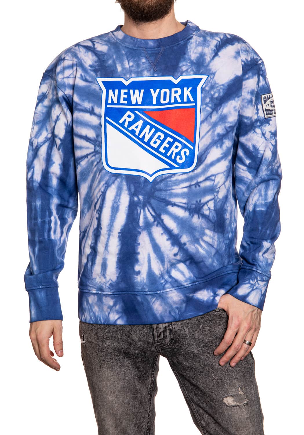 New York Rangers Spiral Tie Dye Crewneck