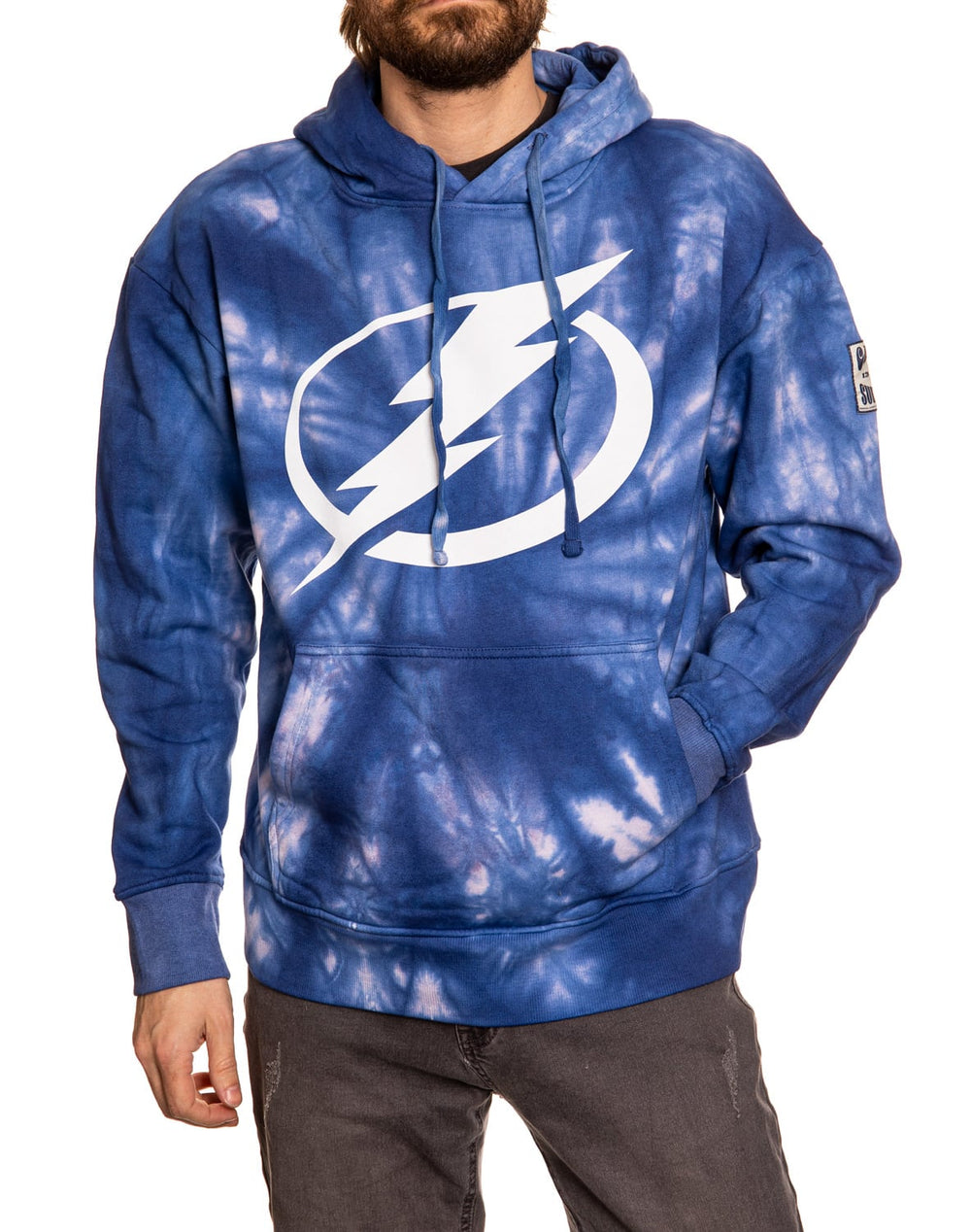 Tampa Bay Lightning Spiral Tie Dye Pullover Hoodie in Blue Front View