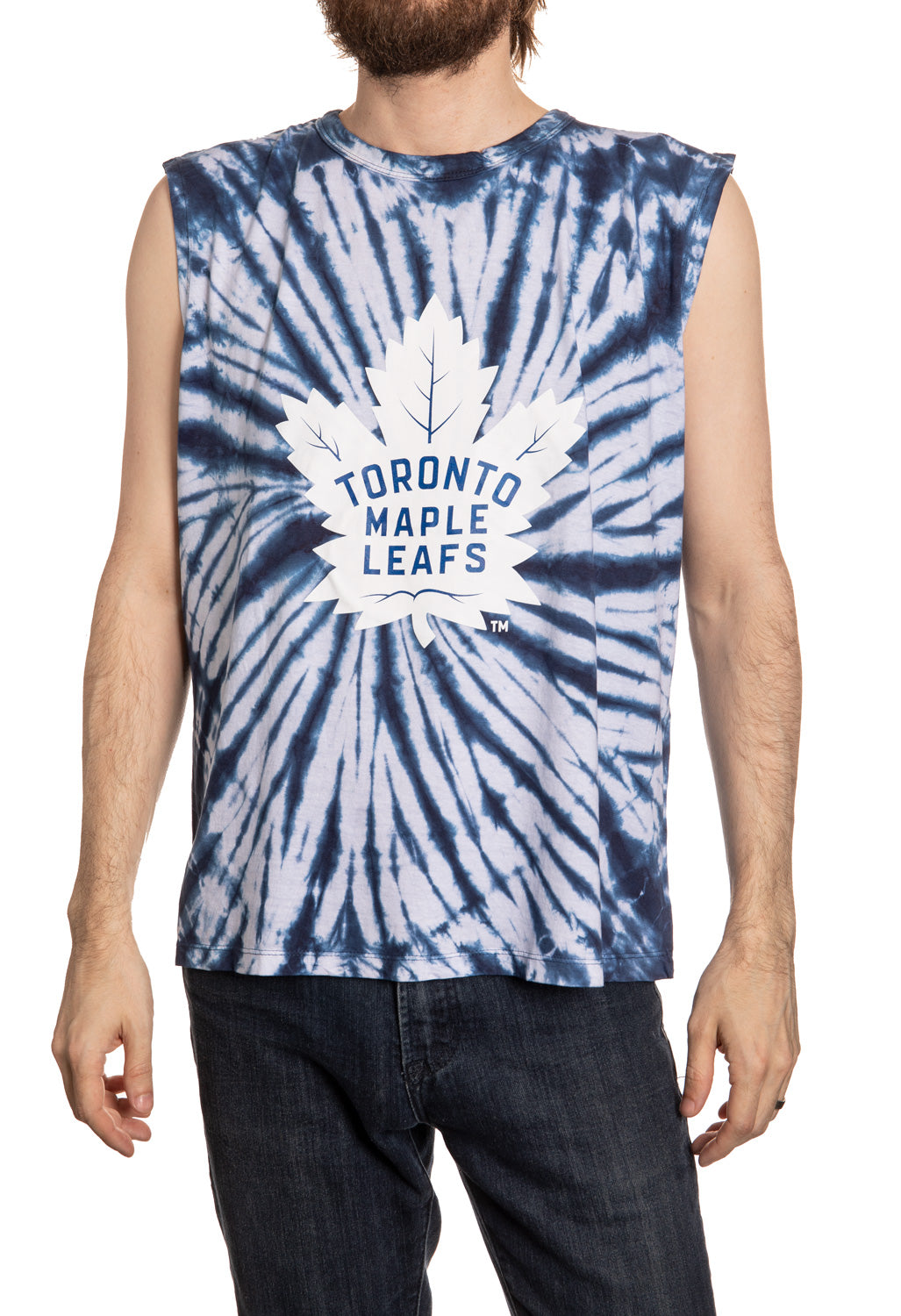 Toronto Maple Leafs Spiral Tie Dye Sleeveless Shirt Front View