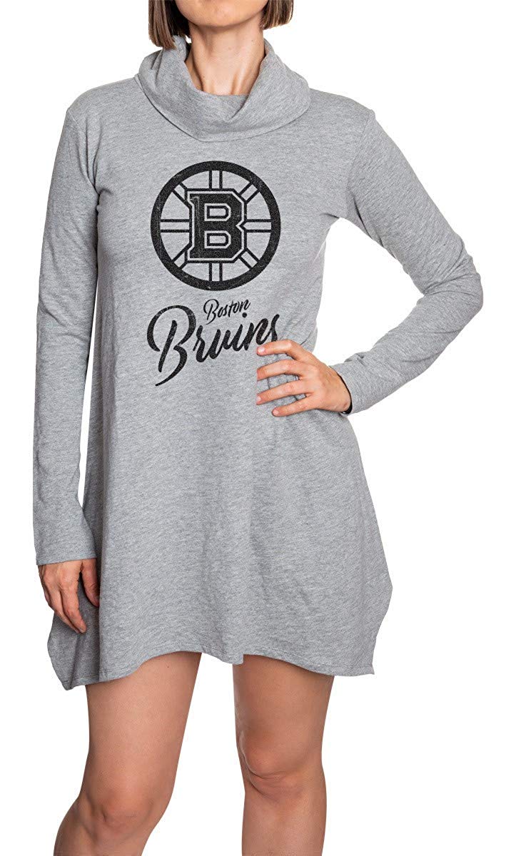 Boston Bruins Cowl Neck Tunic Long Sleeve Dress Front View