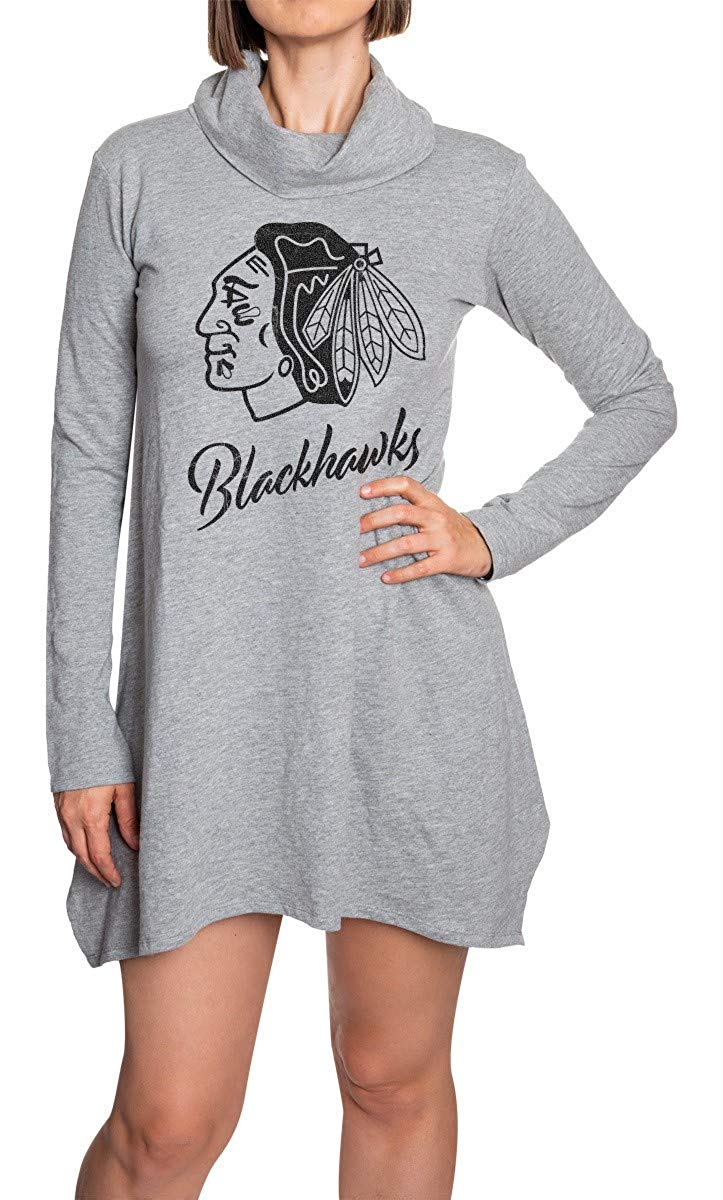 Chicago Blackhawks Cowl Neck Tunic Long Sleeve Dress Front View