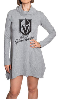 Load image into Gallery viewer, Vegas Golden Knights Cowl Neck Tunic Long Sleeve Dress Front View
