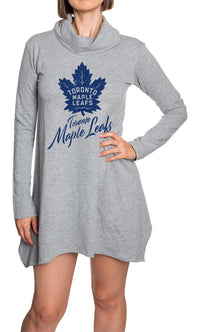 Load image into Gallery viewer, Toronto Maple Leafs Cowl Neck Tunic Long Sleeve Dress Front View

