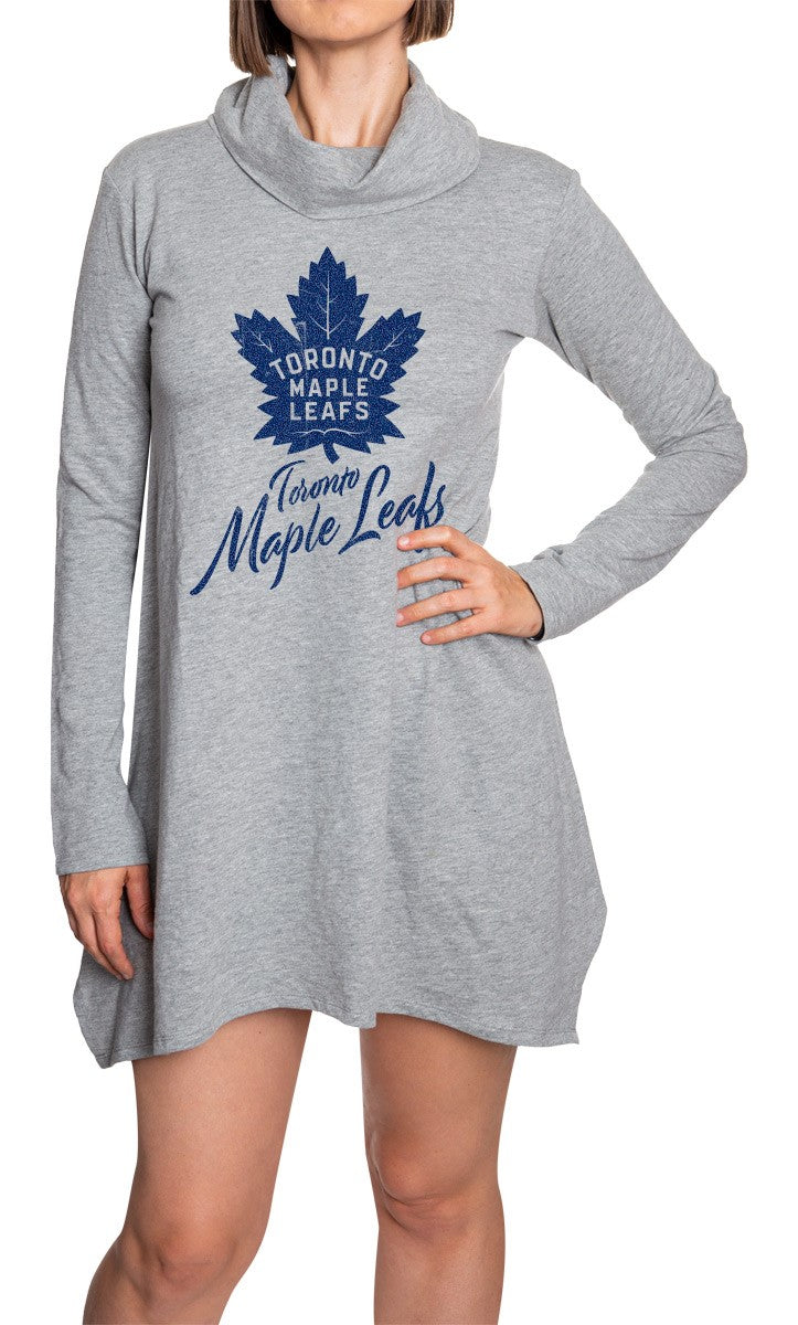 Toronto Maple Leafs Cowl Neck Tunic Long Sleeve Dress Front View