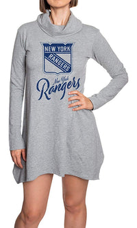 Load image into Gallery viewer, New York Rangers Cowl Neck Tunic Long Sleeve Dress Front View
